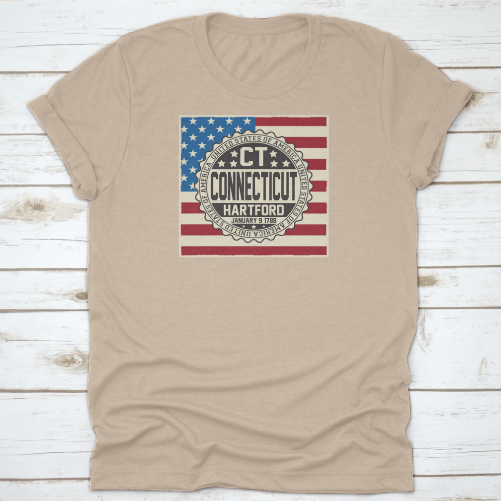 Decorative stamp showcasing 'United States Of America Ct Connecticut' with a classic design, perfect for collectors.