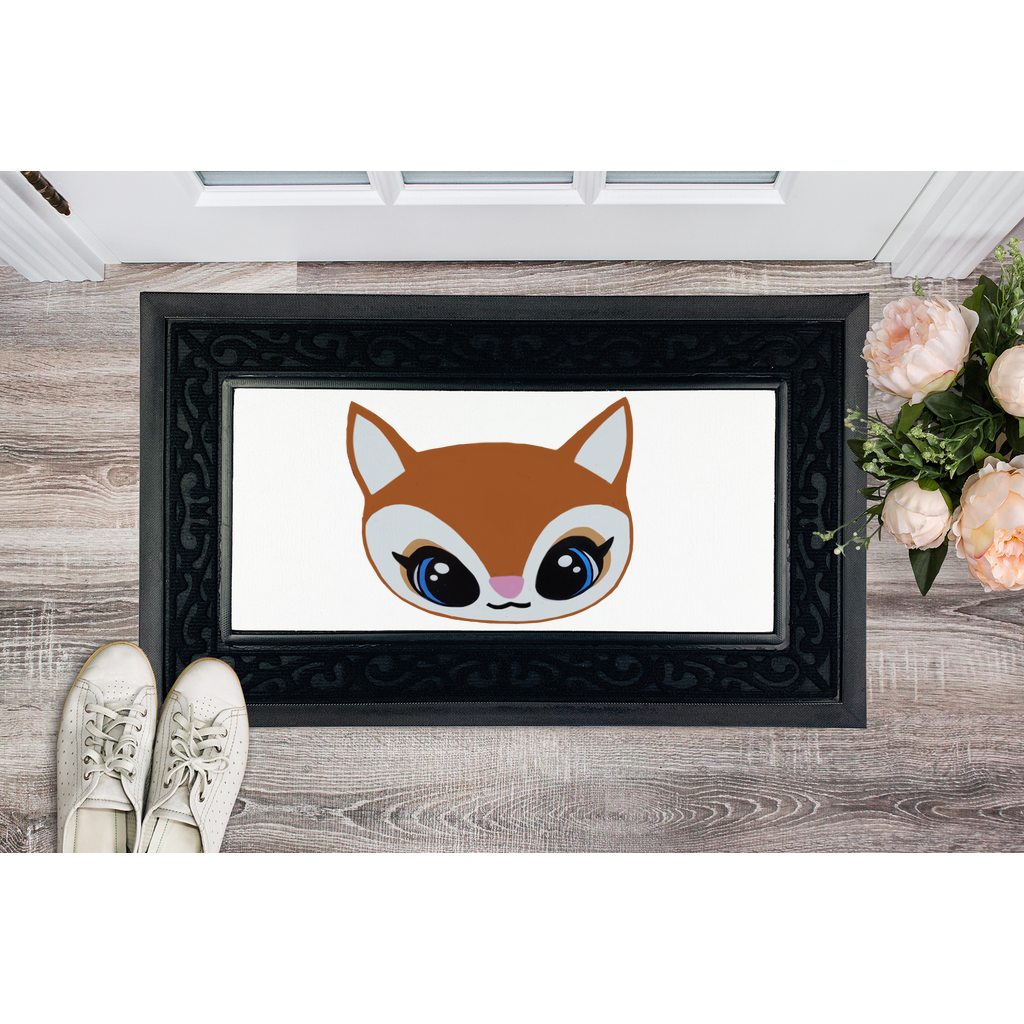 Deer Head Sublimation Heavy Duty Door Mat with a stylish fabric brush border and non-slip rubber base, perfect for enhancing entryways.