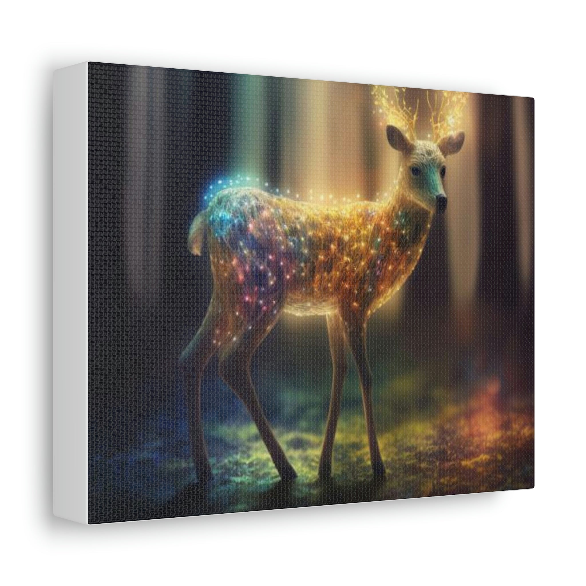 A beautifully printed Deer Stretched Canvas artwork, showcasing a detailed deer image on premium canvas, stretched over a sturdy wooden frame.