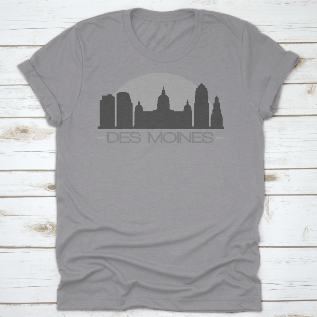 Des Moines Skyline Silhouette Stamp Vector design featuring iconic cityscape in a stylish graphic format.