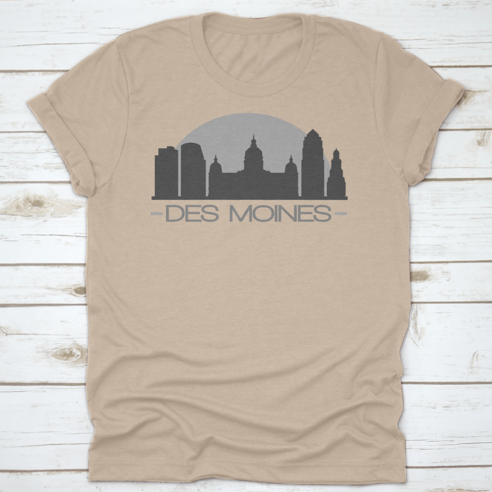 Des Moines Skyline Silhouette Stamp Vector design featuring iconic cityscape in a stylish graphic format.