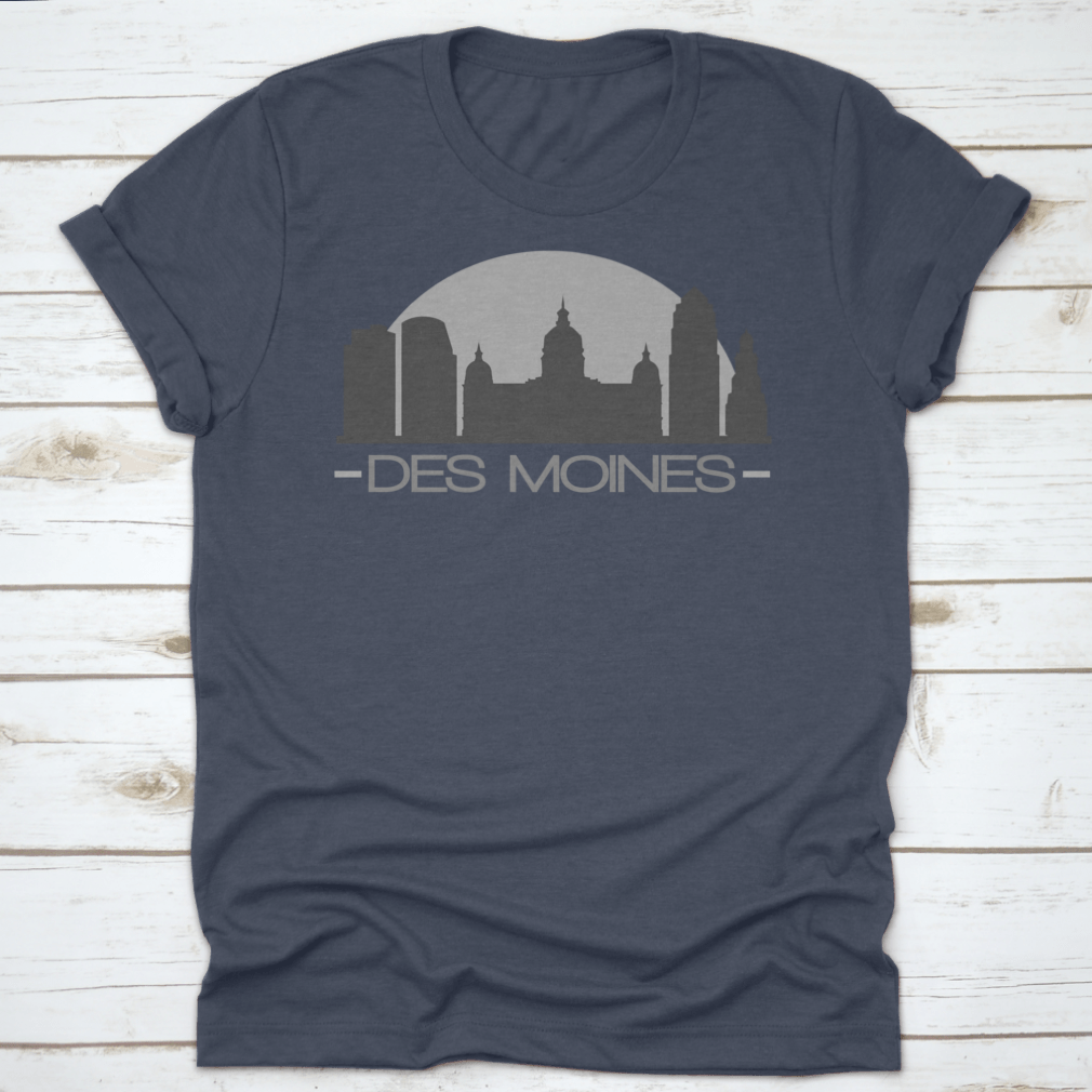 Des Moines Skyline Silhouette Stamp Vector design featuring iconic cityscape in a stylish graphic format.