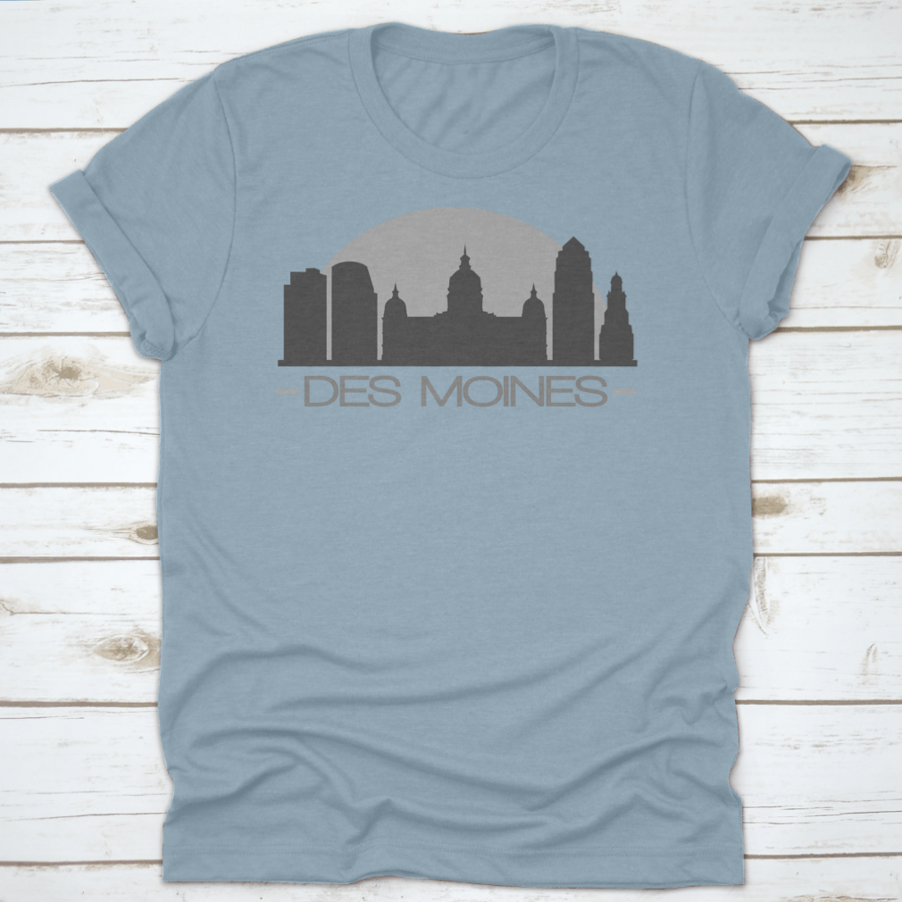 Des Moines Skyline Silhouette Stamp Vector design featuring iconic cityscape in a stylish graphic format.