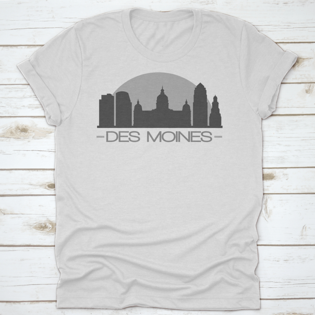 Des Moines Skyline Silhouette Stamp Vector design featuring iconic cityscape in a stylish graphic format.
