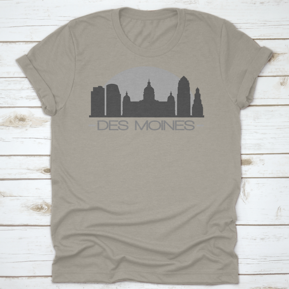 Des Moines Skyline Silhouette Stamp Vector design featuring iconic cityscape in a stylish graphic format.