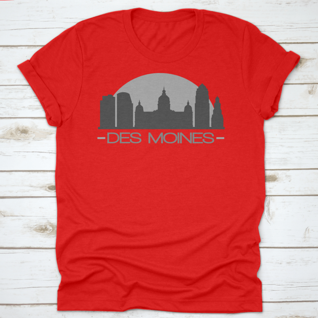 Des Moines Skyline Silhouette Stamp Vector design featuring iconic cityscape in a stylish graphic format.
