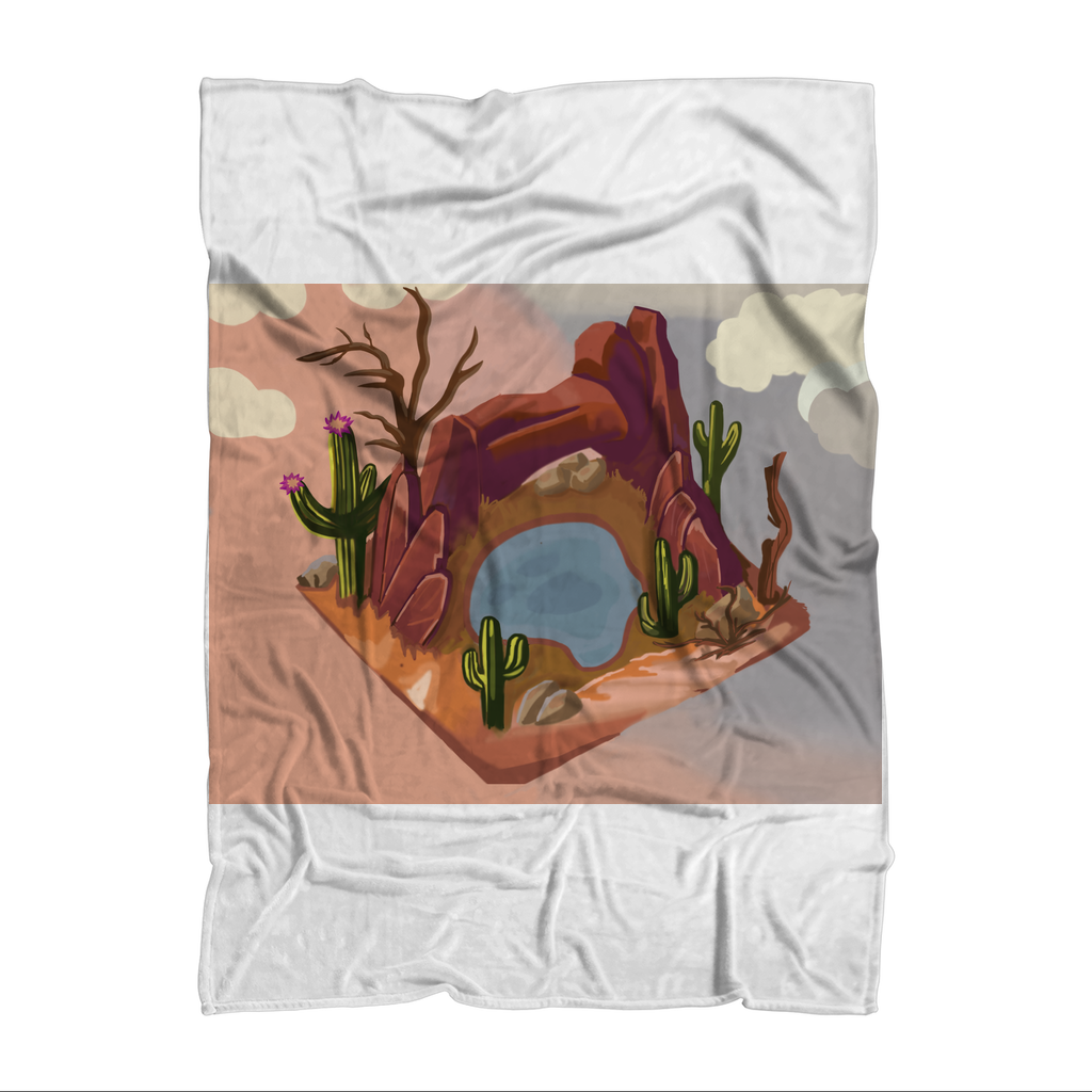 Desert Rocks Sublimation Throw Blanket showcasing vibrant desert rock patterns on soft polar fleece fabric.