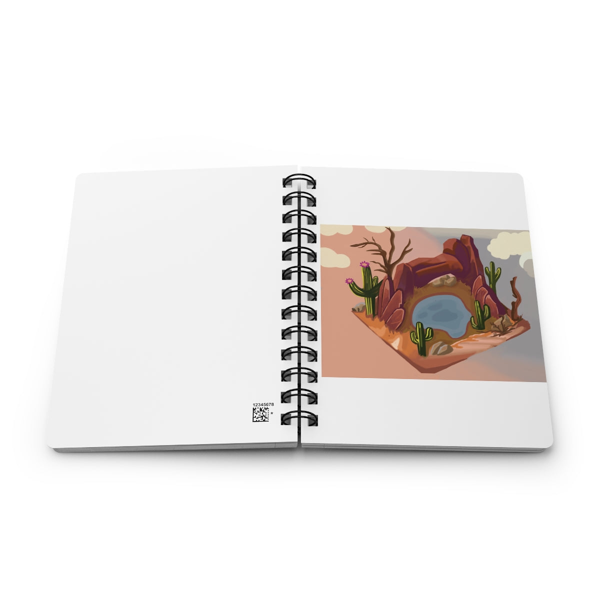 Desert Spiral Bound Journal with glossy laminated cover and lined pages, showcasing its stylish design and durability.