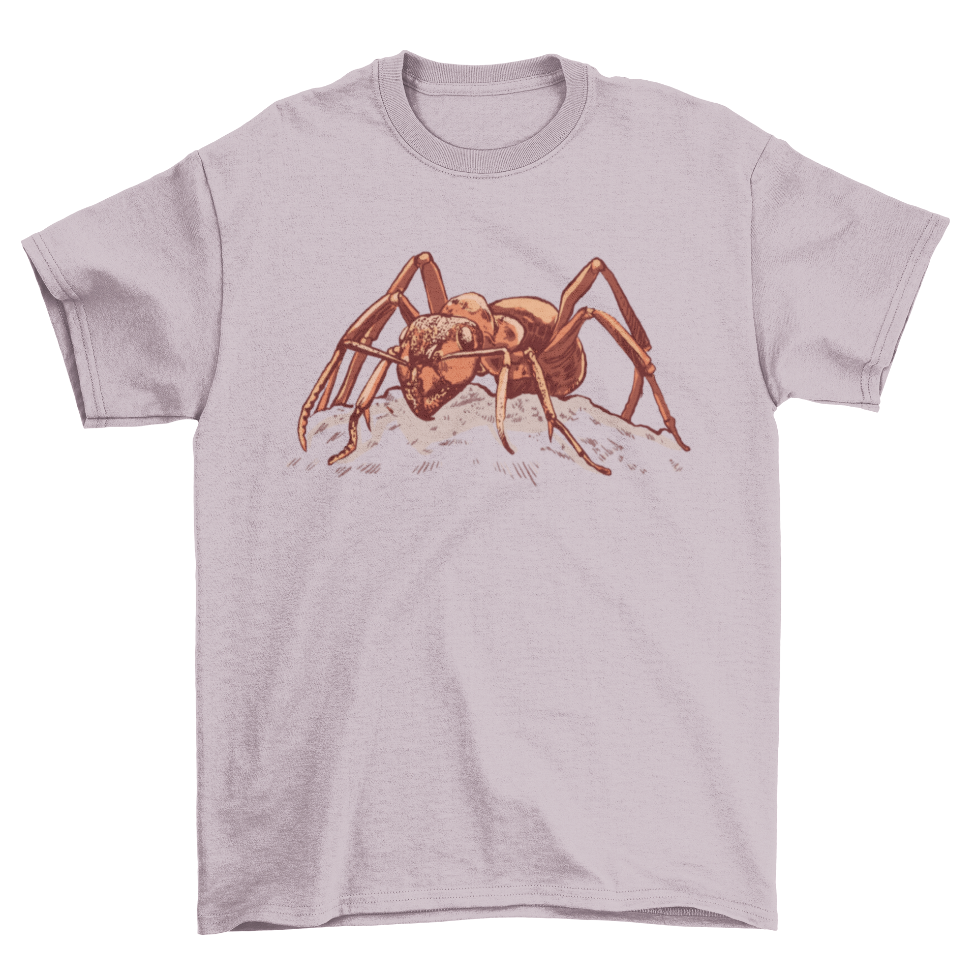 A stylish t-shirt featuring a detailed hand-drawn ant design, showcasing intricate details and vibrant colors.