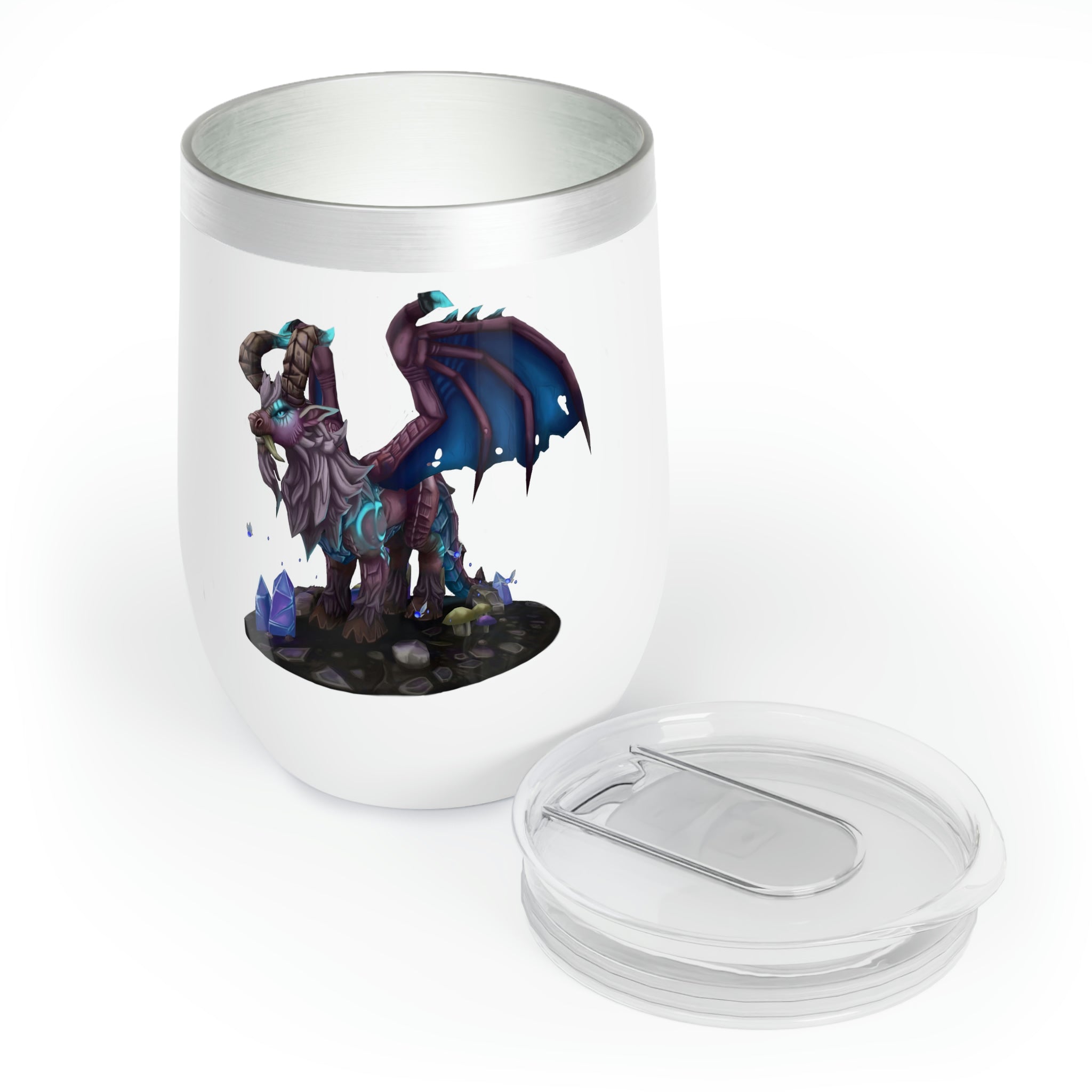 Deviant Dungeon Lurker Chill Wine Tumbler in stainless steel with a sleek design, perfect for personalized wine enjoyment.