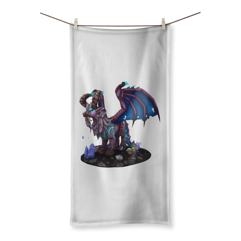 Deviant Dungeon Lurker Sublimation All Over Towel featuring vibrant designs on one side and soft cotton backing on the other.