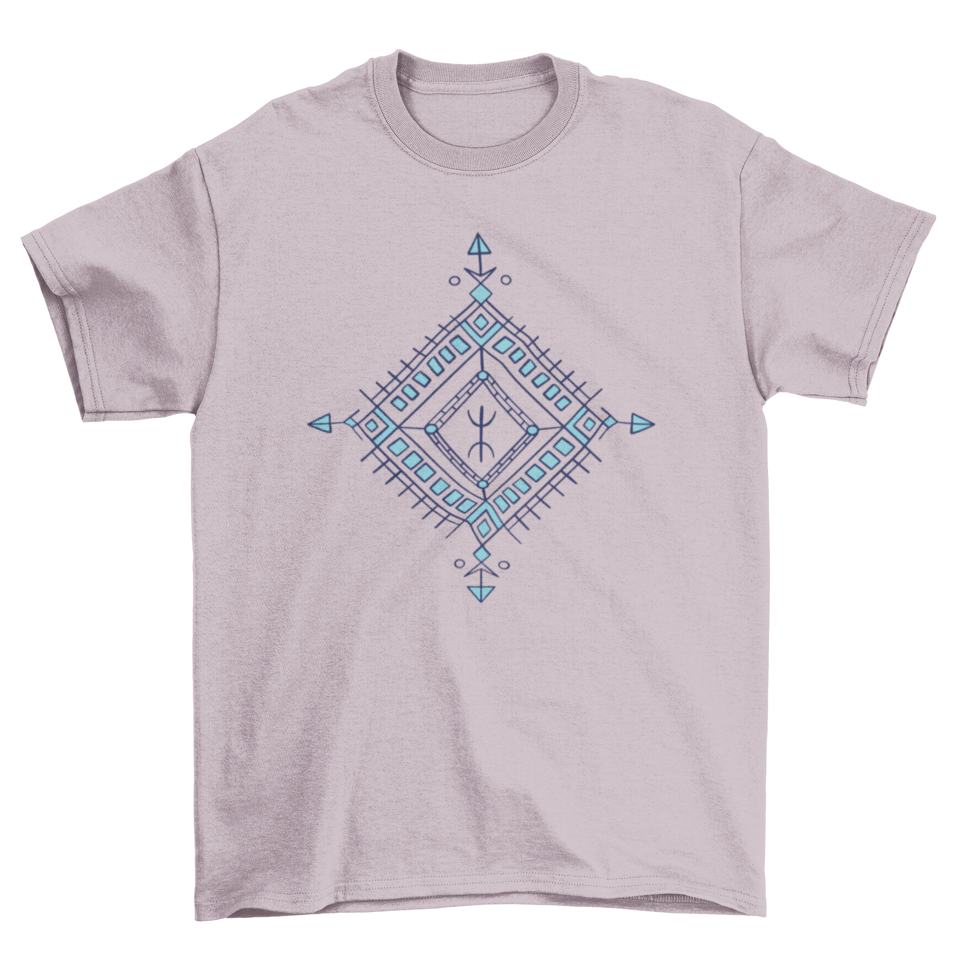 Stylish t-shirt featuring a diamond-shaped Berber symbol decoration, showcasing cultural artistry.