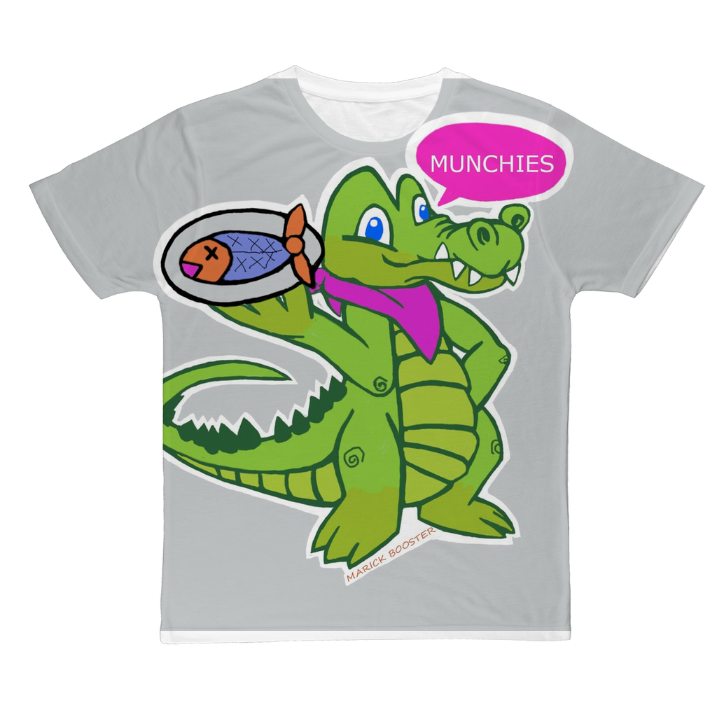 Diner Croc Classic Sublimation Adult T-Shirt in vibrant colors, showcasing its soft polyester fabric and sublimation printing design.