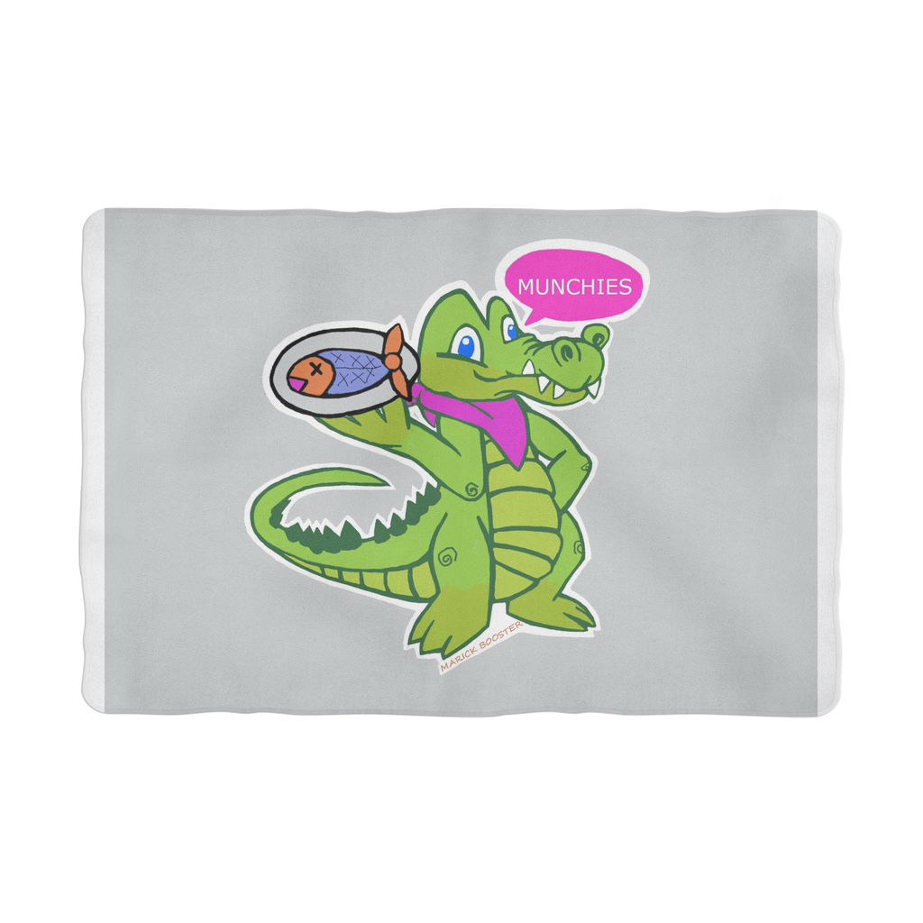 Diner Croc Sublimation Pet Blanket made of soft 100% polyester fleece, featuring a vibrant design on the front and a white back.