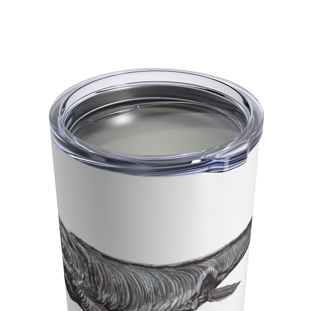 Dino Sea Creature Tumbler 10oz featuring a fun design, stainless steel body, and a see-thru plastic lid.
