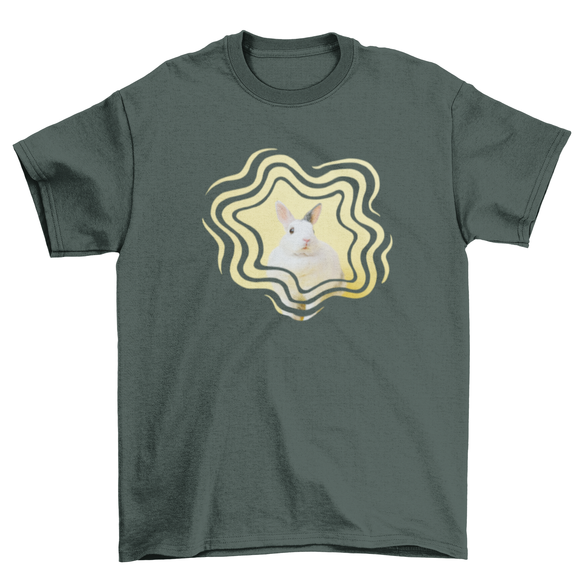 Distortion Scalable T-Shirt featuring customizable echo effect images in a stylish design.