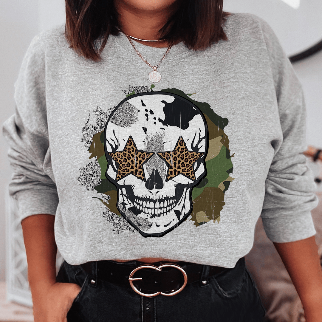 A stylish Distressed Skull hoodie featuring a unique skull design, made from soft cotton/poly fleece blend for comfort and warmth.