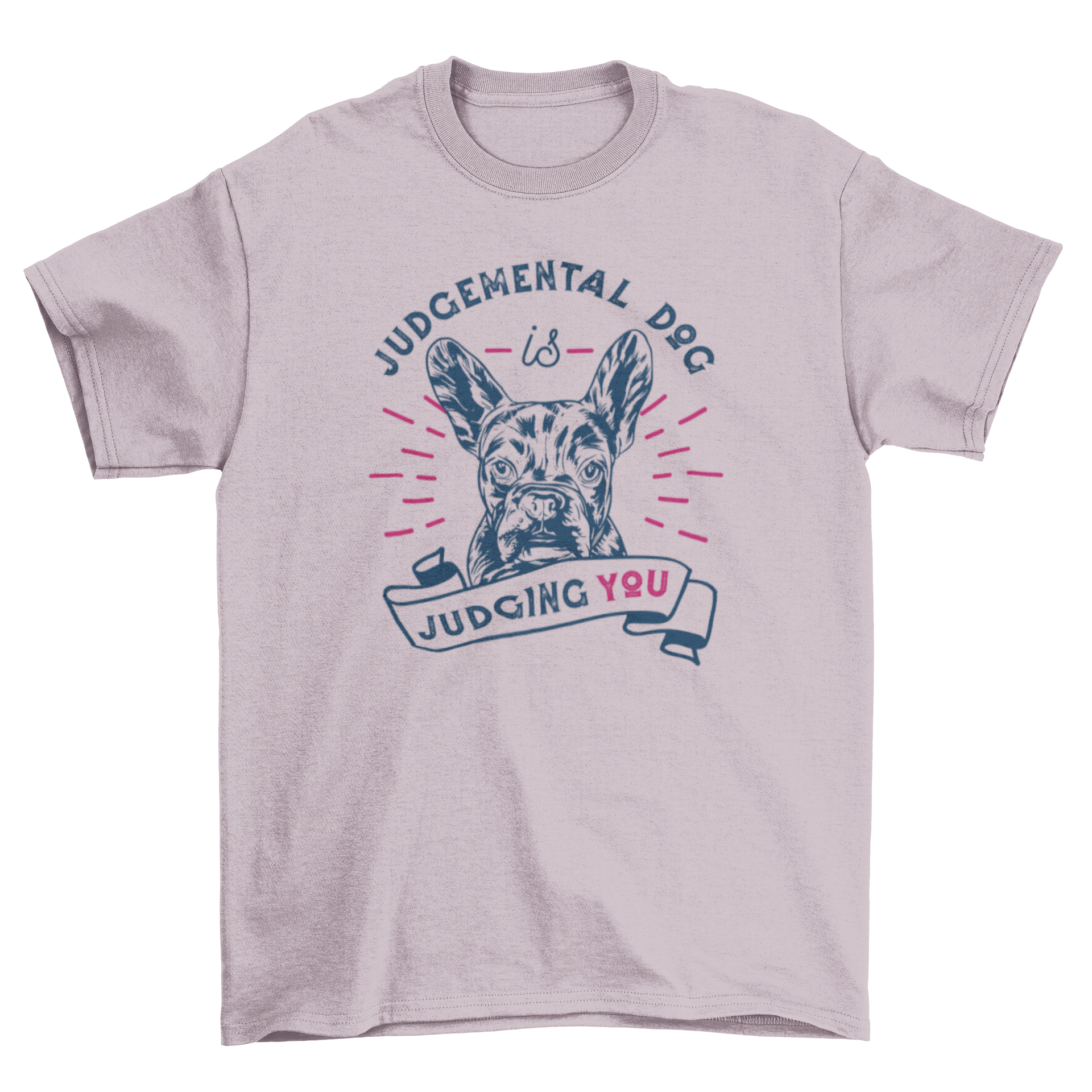 Funny t-shirt featuring a dog with big ears and a humorous quote about judgement.