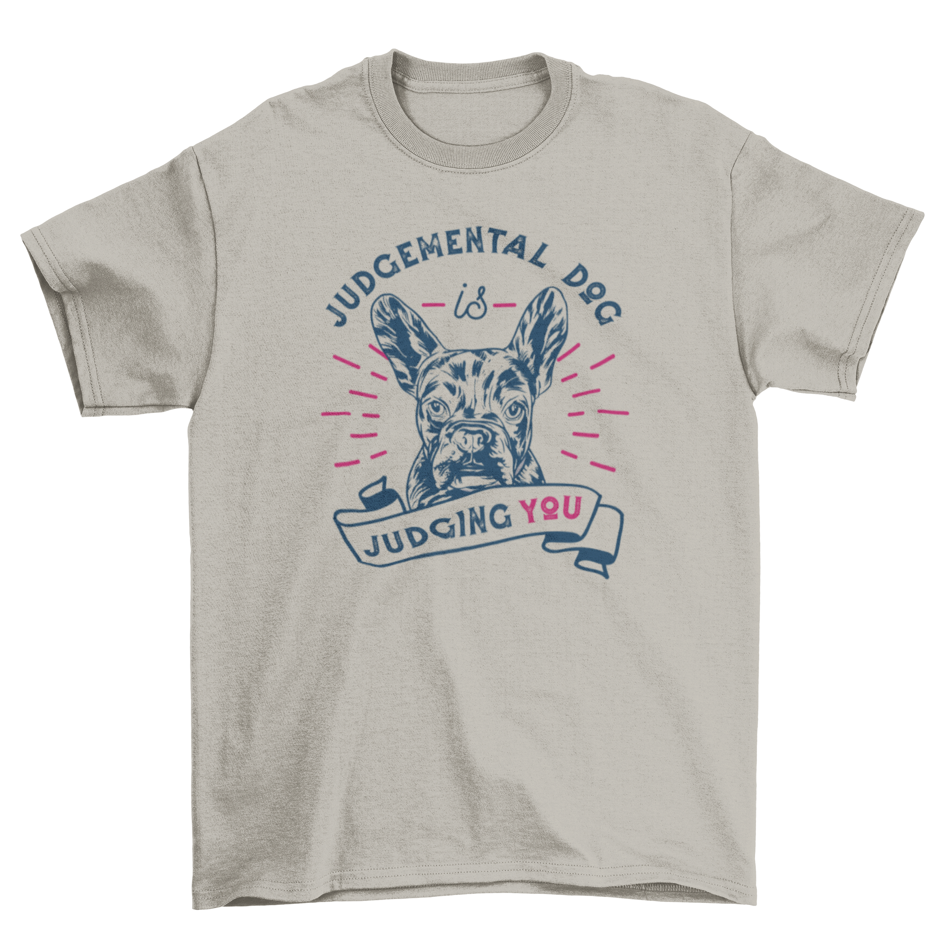 Funny t-shirt featuring a dog with big ears and a humorous quote about judgement.