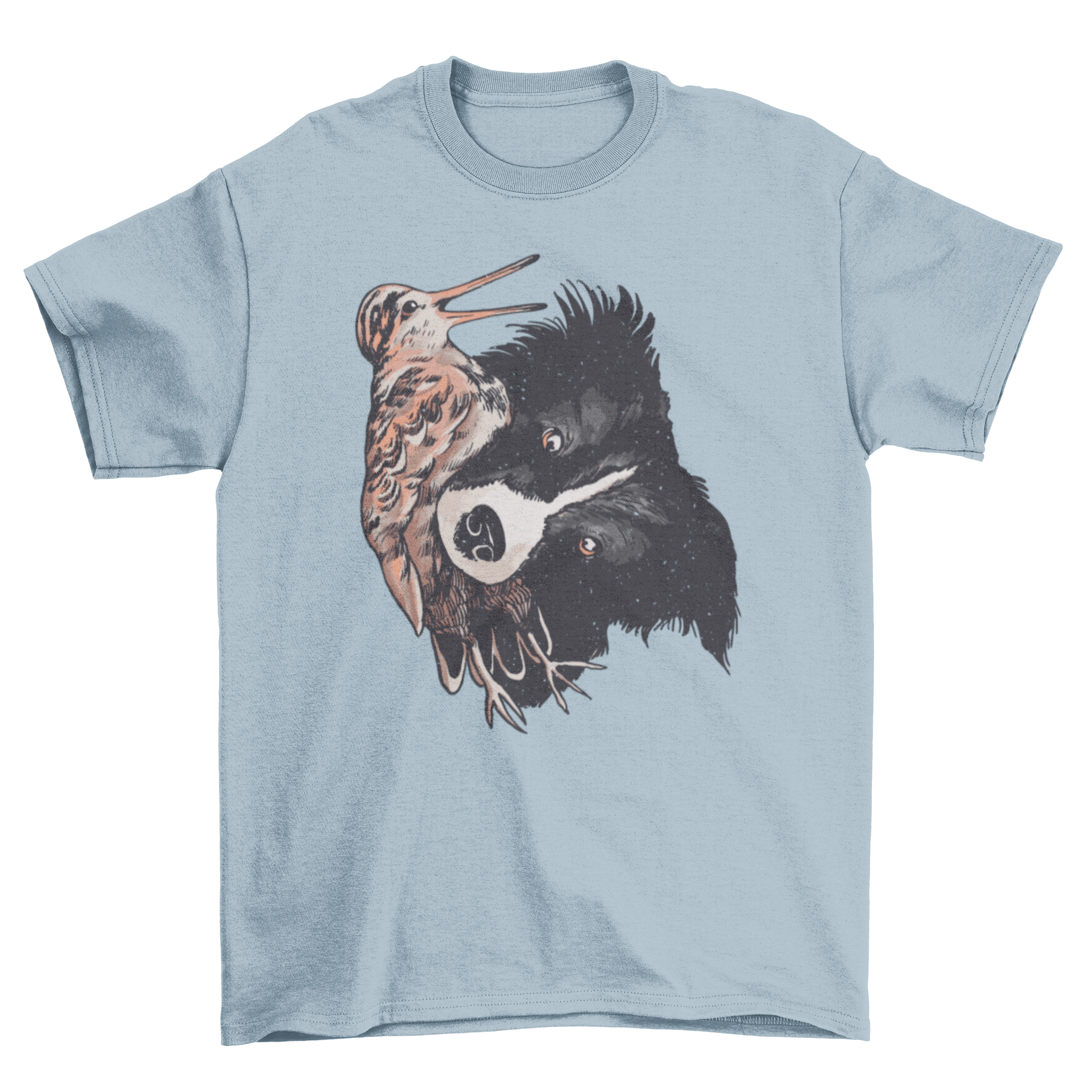 A stylish t-shirt featuring a dog holding a woodcock bird in its mouth, perfect for dog lovers and outdoor enthusiasts.