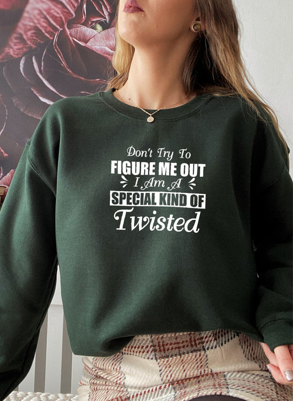 A cozy sweatshirt featuring a unique twisted design, made from a soft cotton/poly fleece blend, perfect for casual wear.