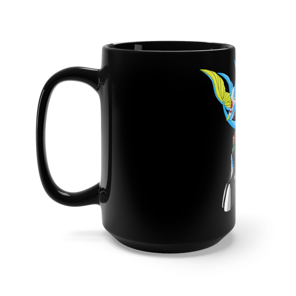 Dragigas Black Mug 15oz featuring a sleek black ceramic design with rounded corners and a comfortable C-handle, perfect for coffee and tea.