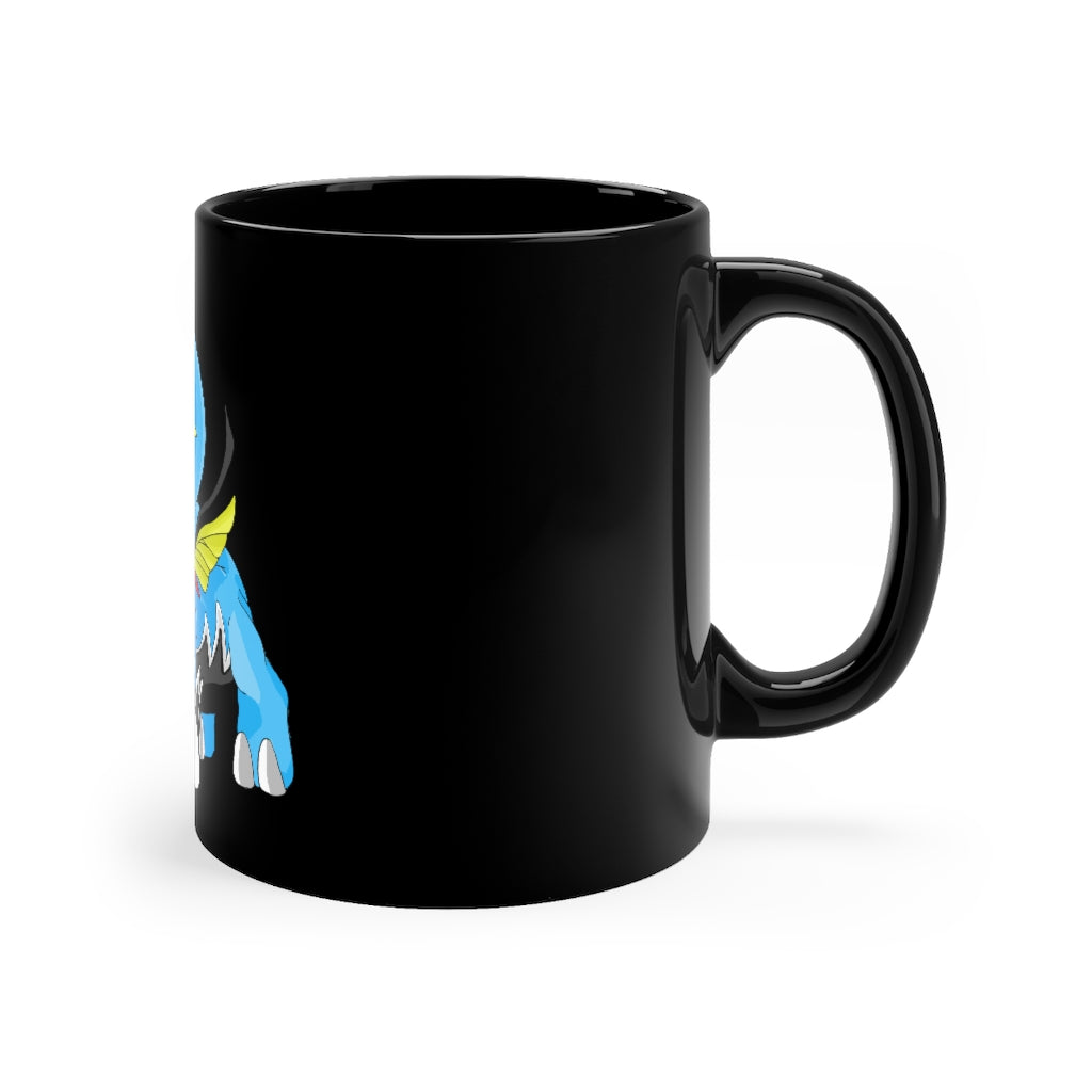 Dragigas Black mug 11oz, featuring a sleek black ceramic design with rounded corners and a comfortable C-handle.