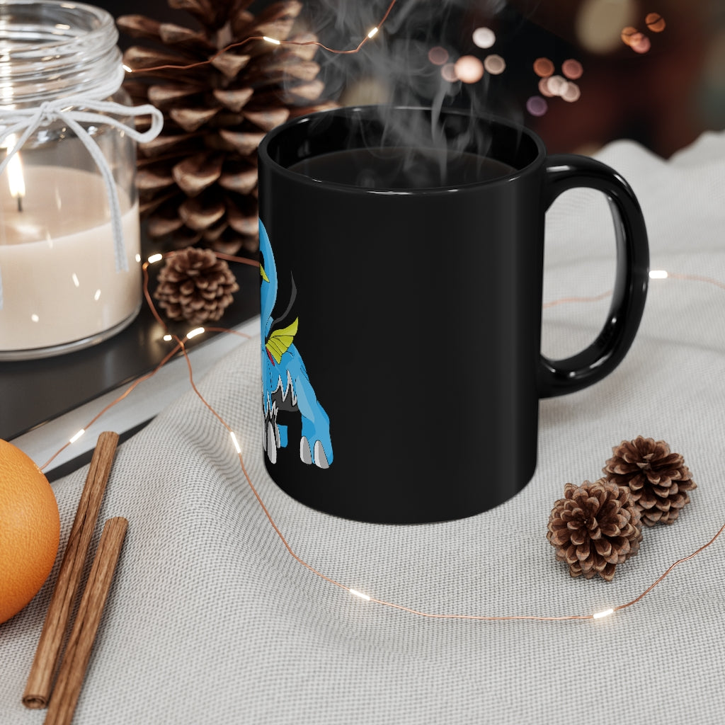 Dragigas Black mug 11oz, featuring a sleek black ceramic design with rounded corners and a comfortable C-handle.