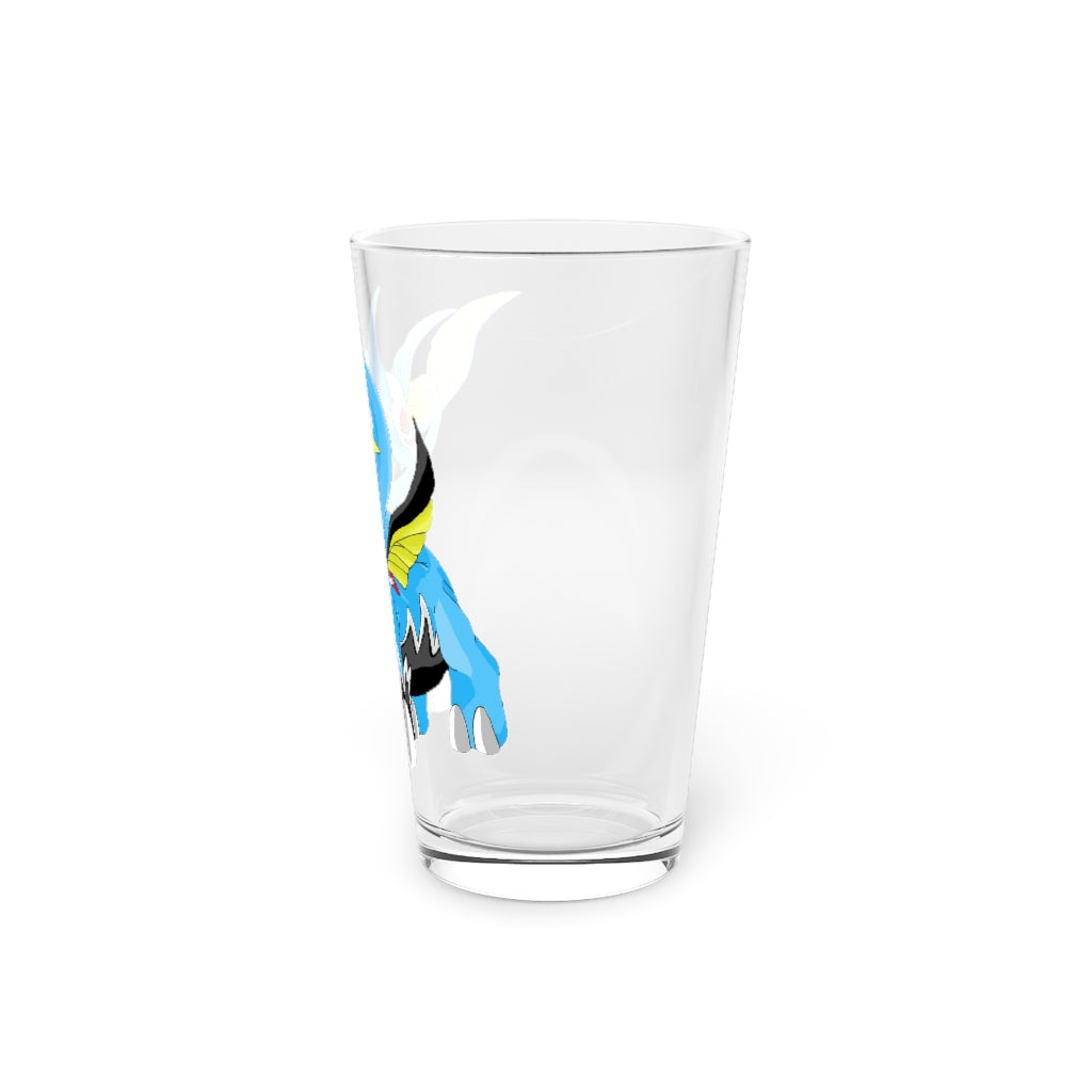 Dragigas Pint Glass, 16oz, clear glass with custom printing options, ideal for beverages.