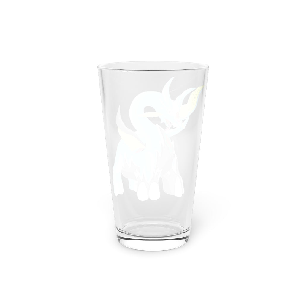 Dragigas Pint Glass, 16oz, clear glass with custom printing options, ideal for beverages.