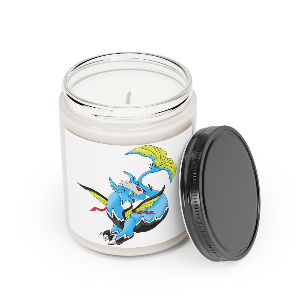 Dragigas Scented Candle in a glass container, featuring Cinnamon Stick and Vanilla fragrances, hand-poured with vegan soy coconut wax.
