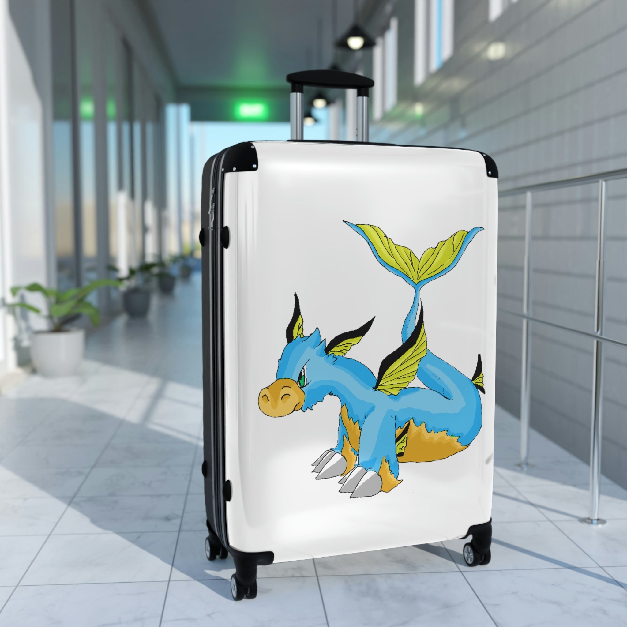 Drago Cabin Suitcase featuring a personalized design, durable hard-shell, and adjustable handle, ideal for stylish travel.