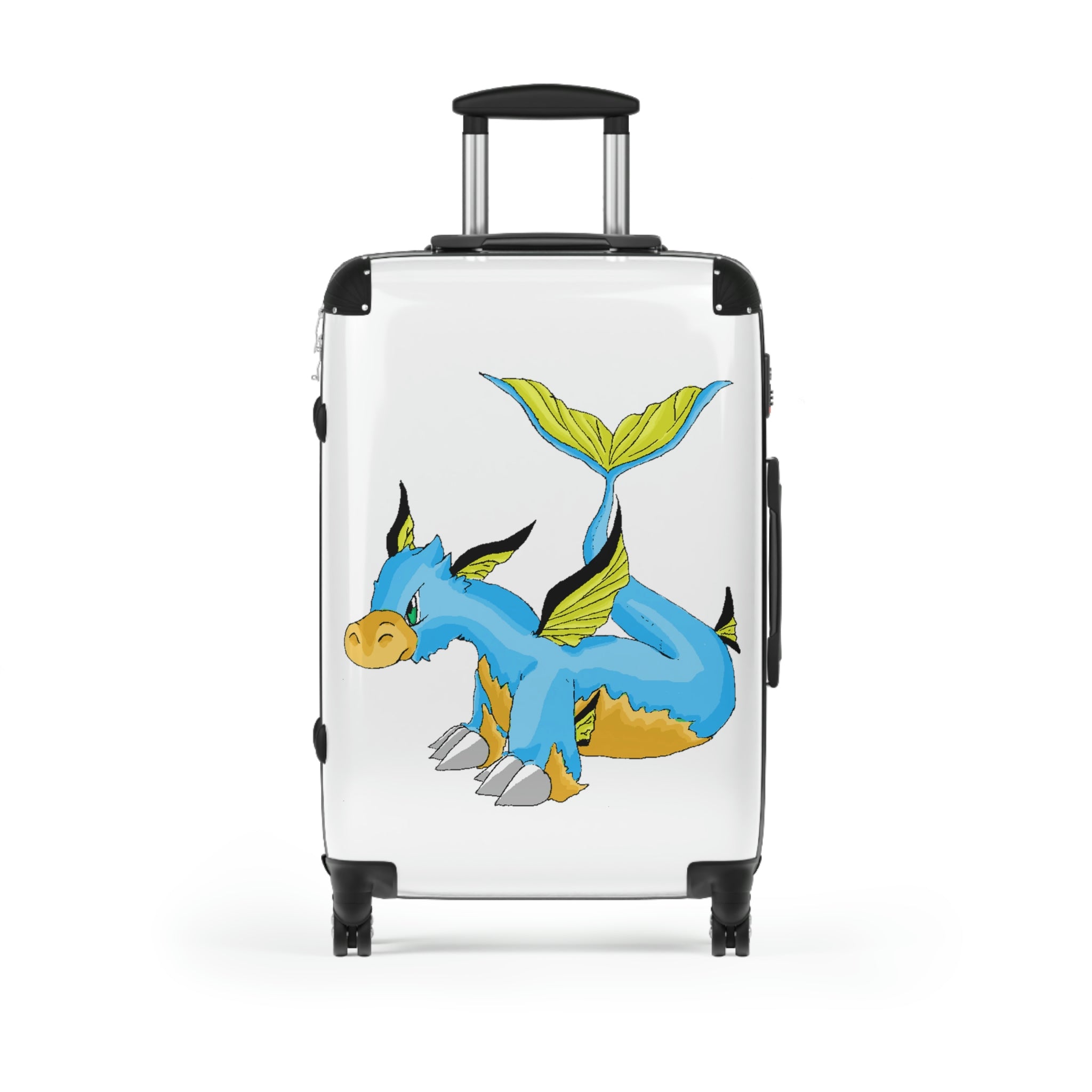 Drago Cabin Suitcase featuring a personalized design, durable hard-shell, and adjustable handle, ideal for stylish travel.