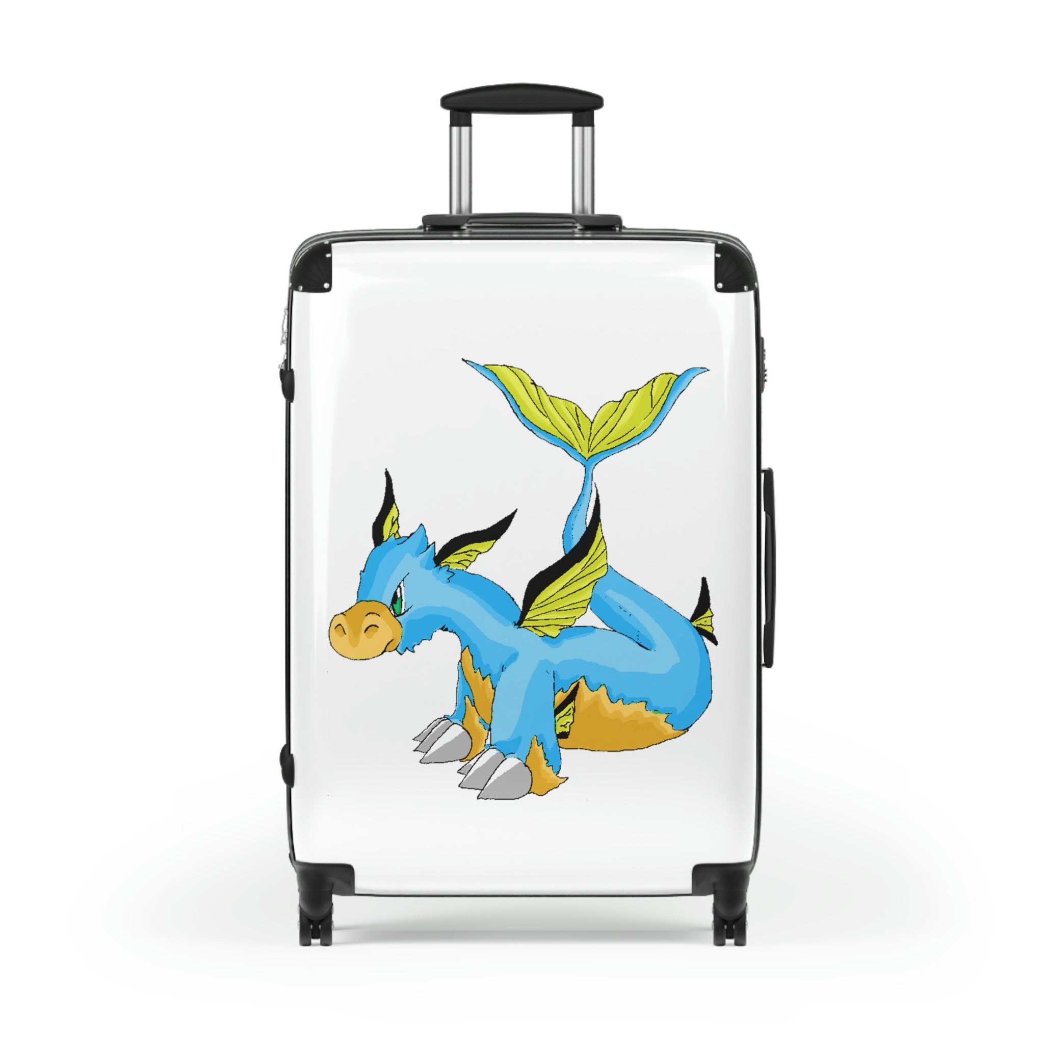 Drago Cabin Suitcase featuring a personalized design, durable hard-shell, and adjustable handle, ideal for stylish travel.