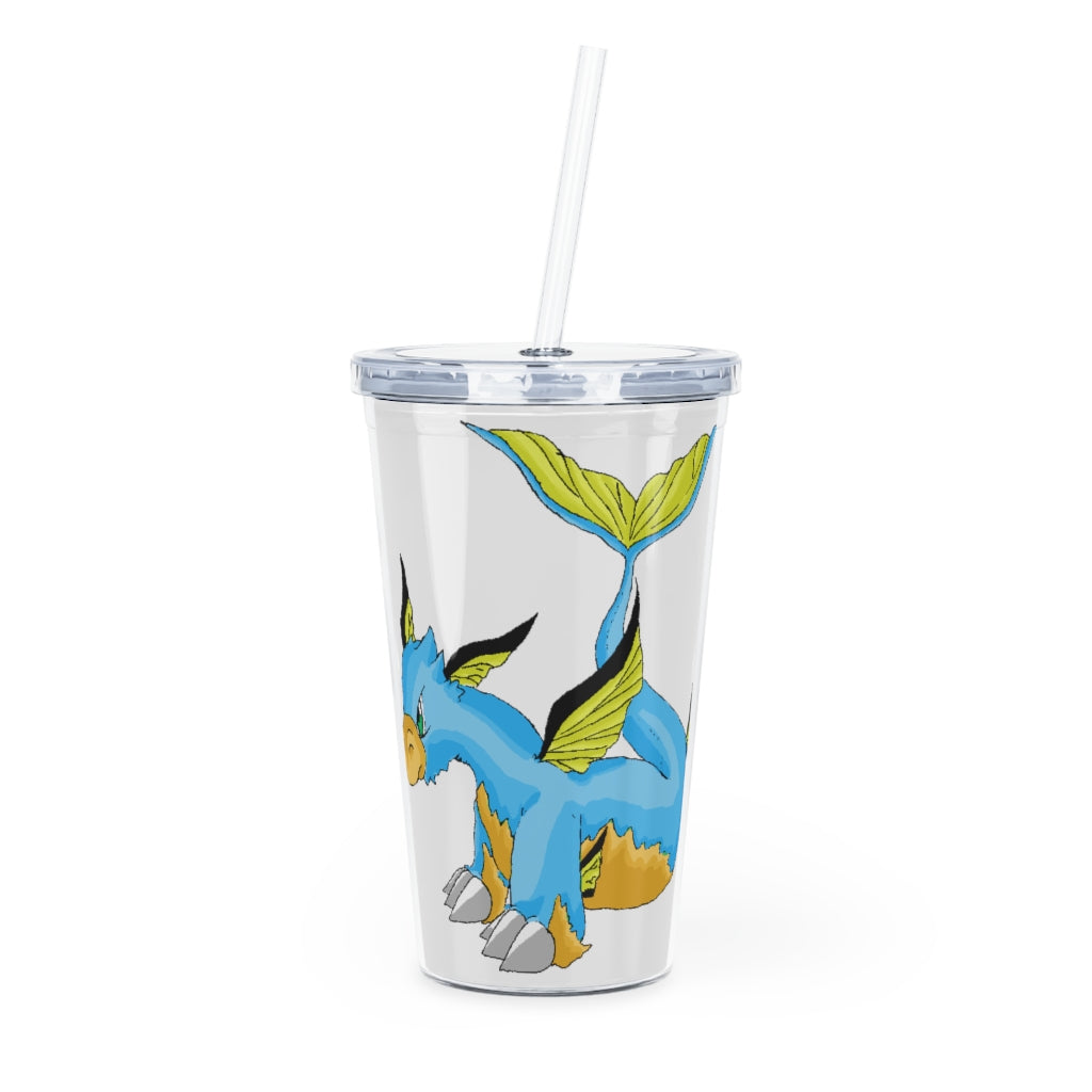 Drago Plastic Tumbler with Straw, featuring a customizable design and double wall insulation for drinks.