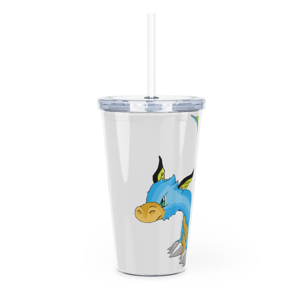 Drago Plastic Tumbler with Straw, featuring a customizable design and double wall insulation for drinks.