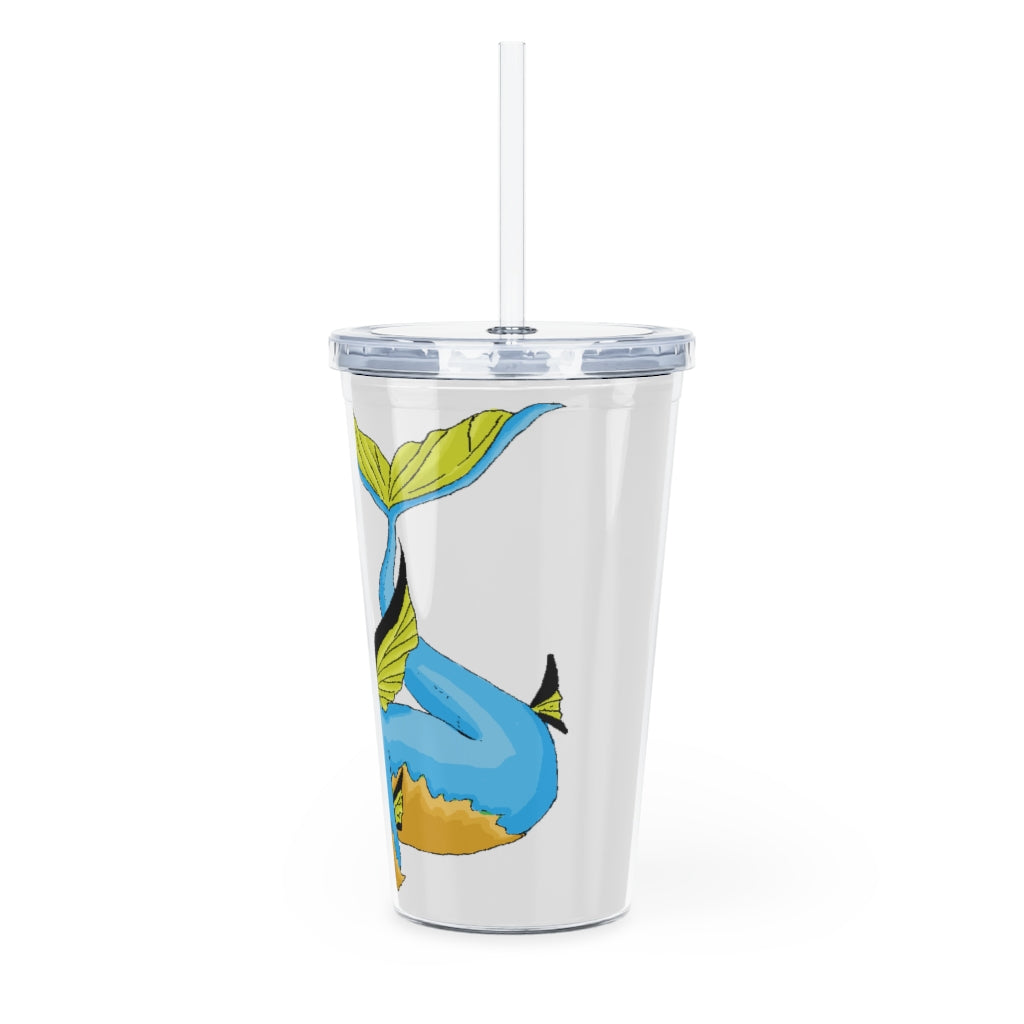 Drago Plastic Tumbler with Straw, featuring a customizable design and double wall insulation for drinks.