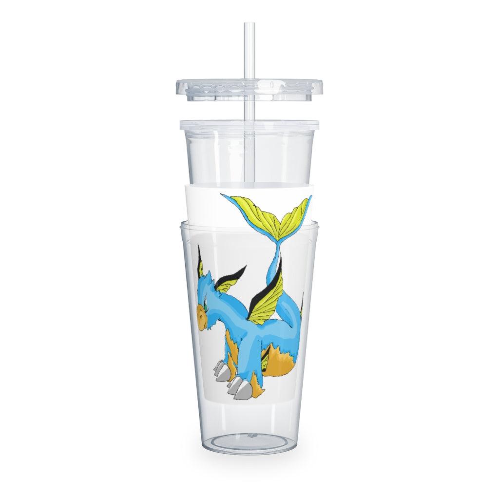 Drago Plastic Tumbler with Straw, featuring a customizable design and double wall insulation for drinks.