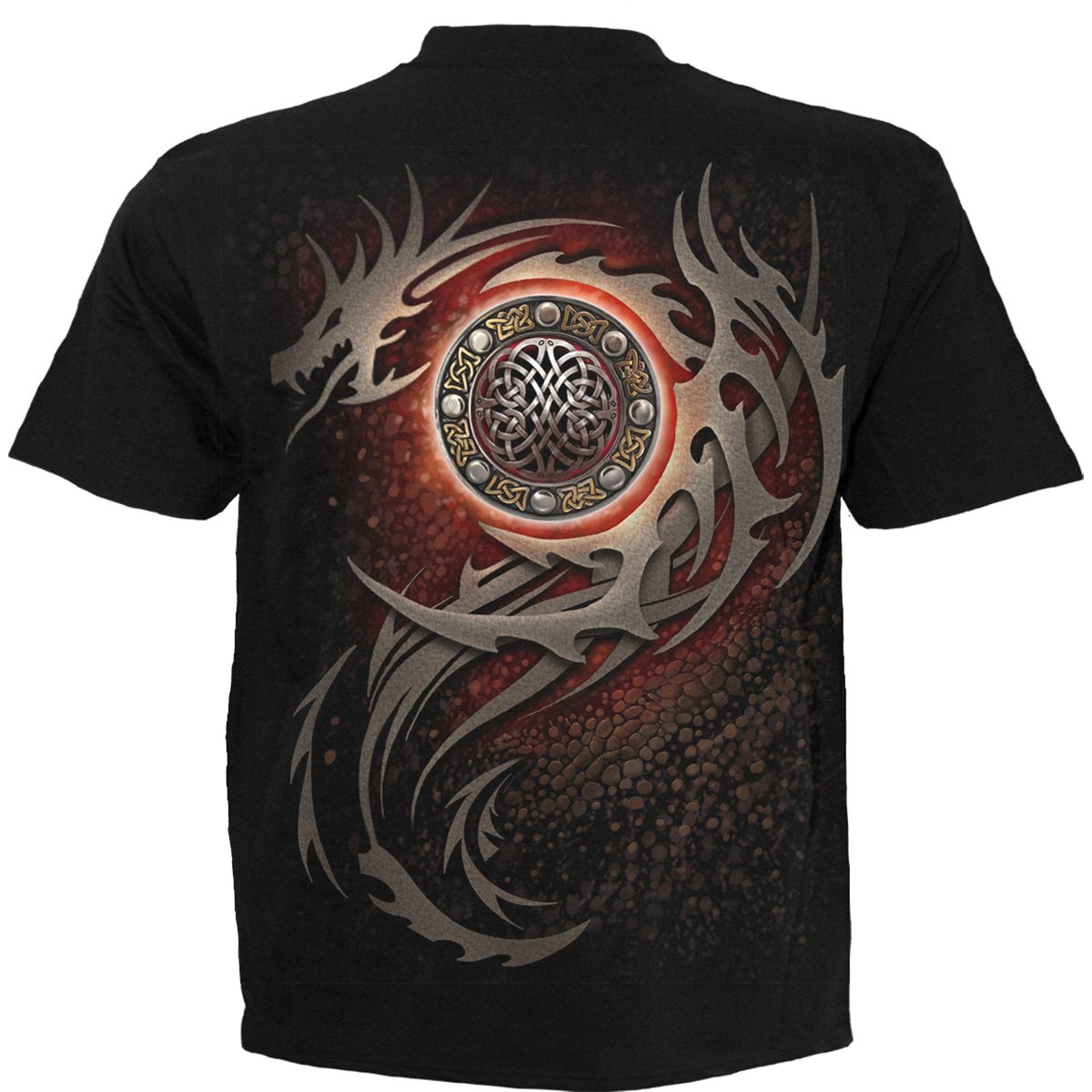 Black DRAGON EYE T-Shirt featuring a fierce dragon eye graphic, made from 100% cotton for comfort.