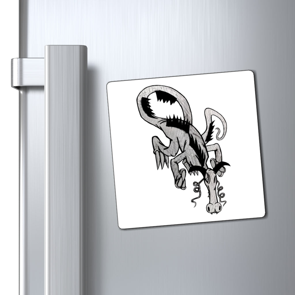 A set of Dragon Magnets showcasing various sizes and a bold black backing, ideal for displaying messages on metallic surfaces.