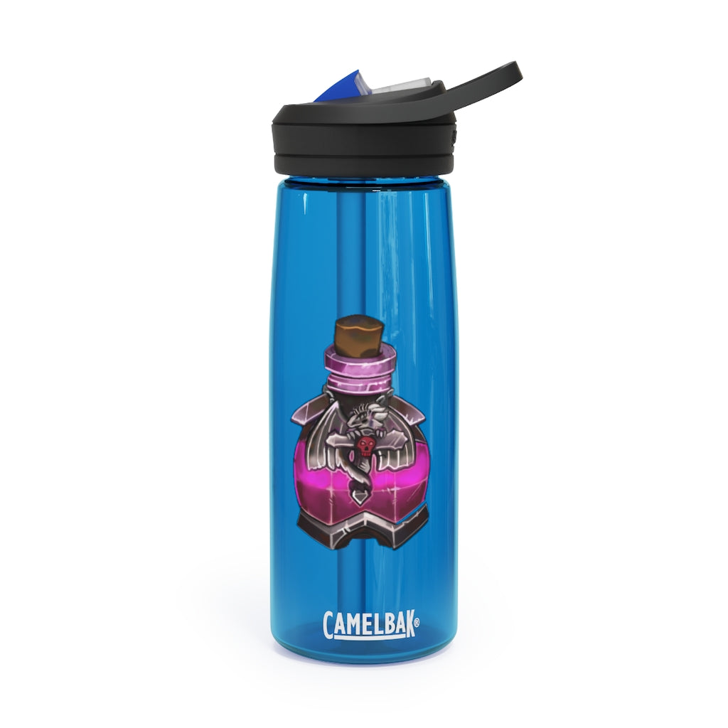 Dragon Potion CamelBak Eddy® Water Bottle in vibrant design, available in 20oz and 25oz sizes, showcasing its spill-proof biting valve and easy-carry handle.