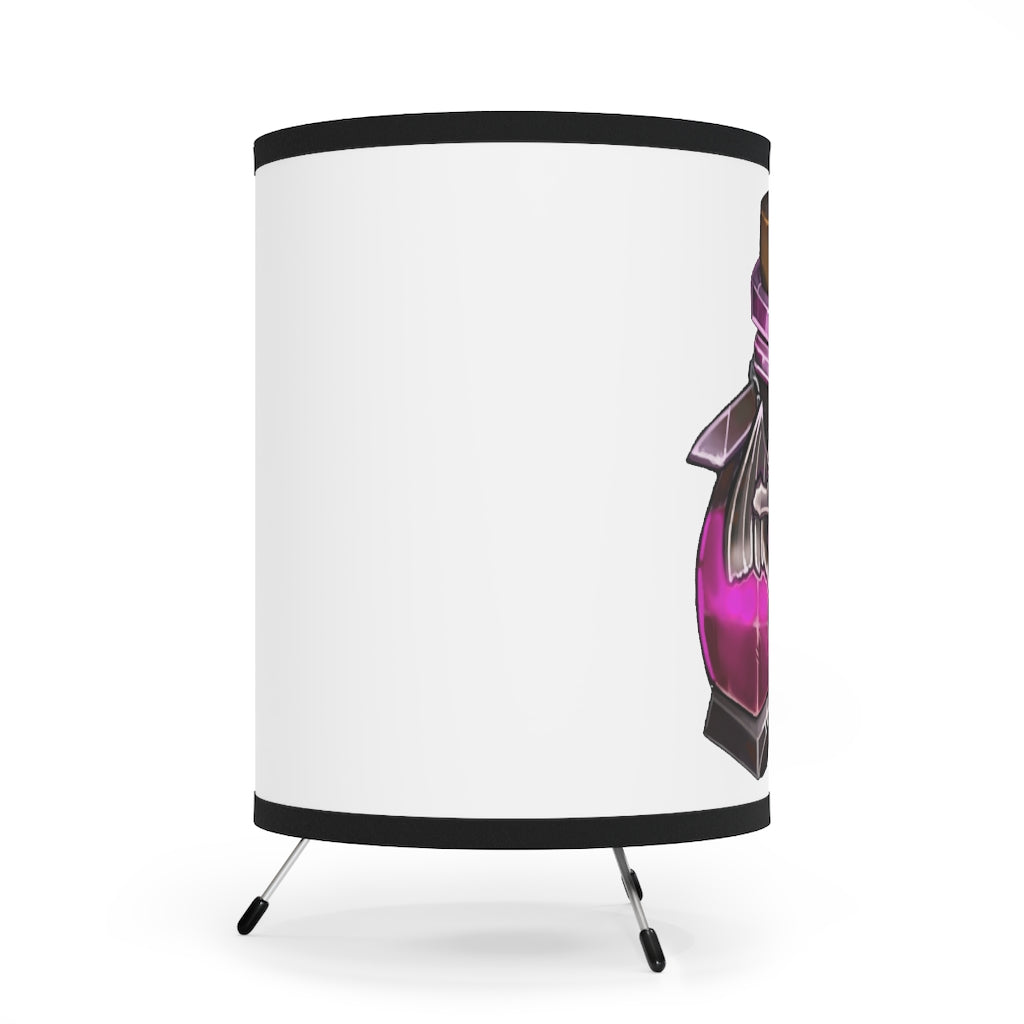 Dragon Potion Tripod Lamp featuring a galvanized steel base and a high-resolution printed shade, designed for US and CA electrical sockets.