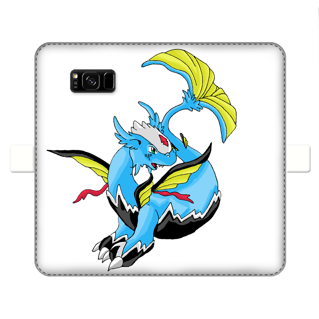 Dragonir Fully Printed Wallet Case featuring vibrant designs, magnetic closure, and faux leather material, suitable for iPhone and Samsung models.