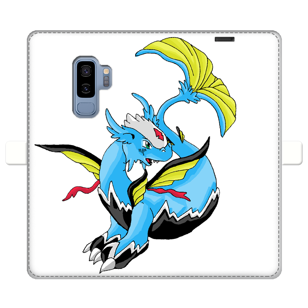 Dragonir Fully Printed Wallet Case featuring vibrant designs, magnetic closure, and faux leather material, suitable for iPhone and Samsung models.