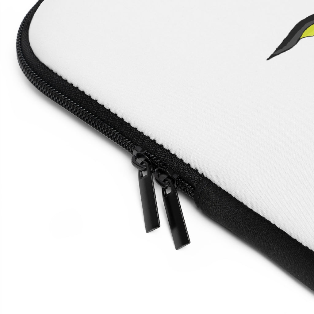 Dragonir Laptop Sleeve featuring a customizable front and solid black back, made of water-resistant neoprene material.