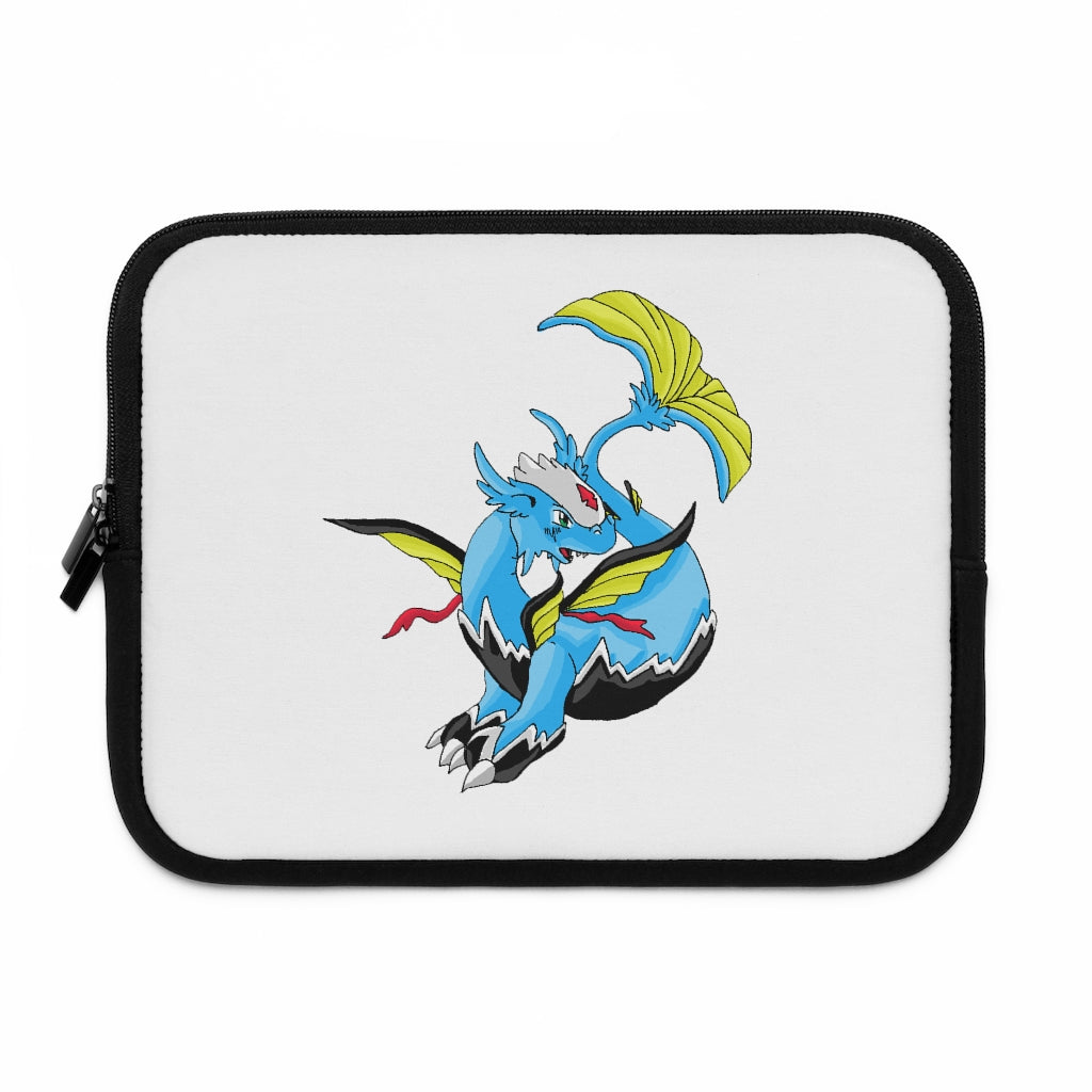 Dragonir Laptop Sleeve featuring a customizable front and solid black back, made of water-resistant neoprene material.