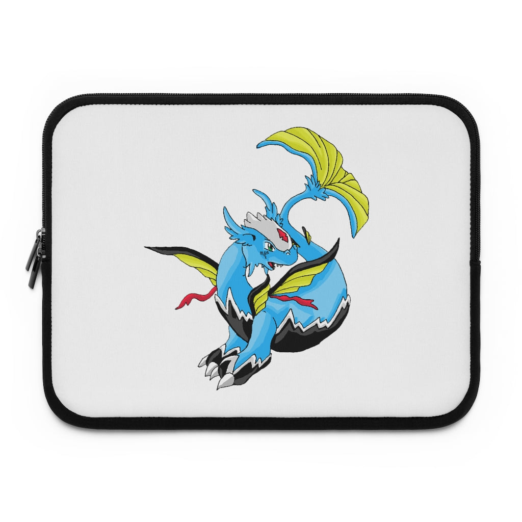 Dragonir Laptop Sleeve featuring a customizable front and solid black back, made of water-resistant neoprene material.