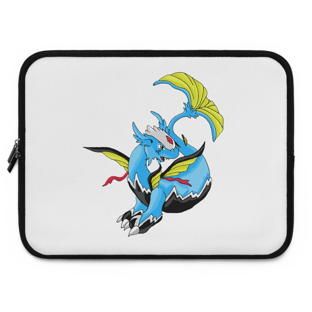 Dragonir Laptop Sleeve featuring a customizable front and solid black back, made of water-resistant neoprene material.