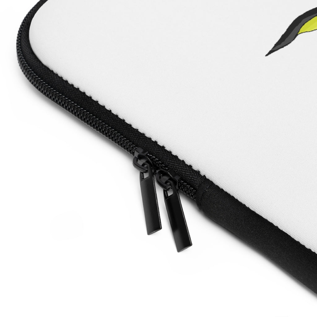 Dragonir Laptop Sleeve featuring a customizable front and solid black back, made of water-resistant neoprene material.