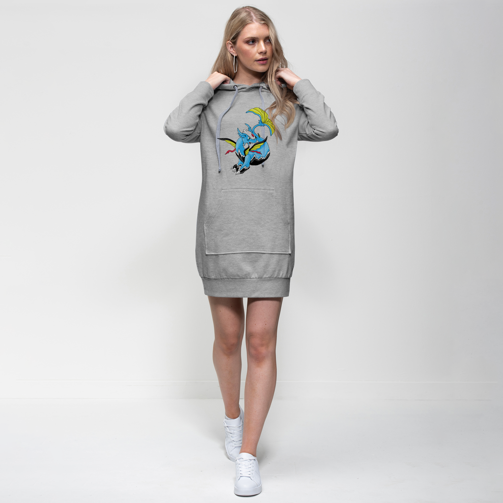 Dragonir Premium Adult Hoodie Dress featuring a relaxed fit, hood, and kangaroo pocket in a stylish design.